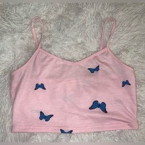 Pink Butterfly Crop Top